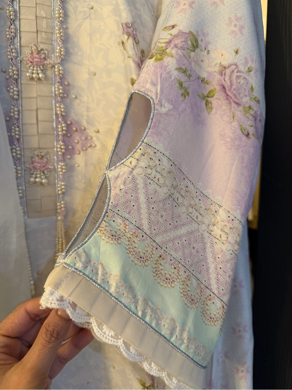 Elegant Pastel Floral Tunic Dress - Women's Light Lavender - Picture 6 of 9